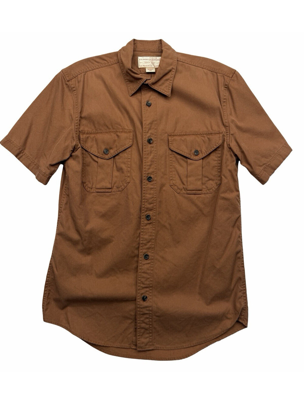 Filson Lightweight Alaskan Guide Shirt Short Sleeve Mahogany Brown Size XS
